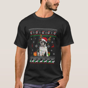 Lelijke Boston Terrier Rendier Kerstboom lichten T-shirt