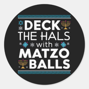 Lelijke Chanoeka Deck Hall met Matzo Ball Chanoeka Ronde Sticker