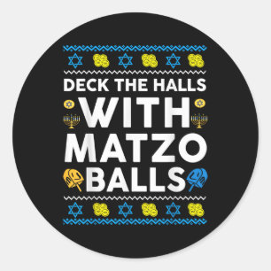 Lelijke Chanoeka Deck Hall met Matzo Ball Chanoeka Ronde Sticker