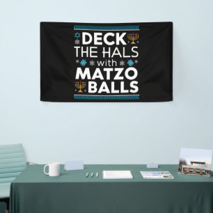 Lelijke Chanoeka Deck Hall met Matzo Ball Chanoeka Spandoek