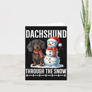Lelijke Dachshund Kerst door de Sneeuw Cadeau Chri Kaart