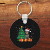 Lelijke Duitse Wirehaired Pointer Santa Hat Kerstm Sleutelhanger (Voorkant)