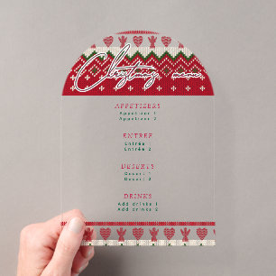 Lelijke Gebreide Hygge Engel Hart Kerst Menu Acryl Uitnodigingen
