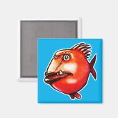 Lelijke gezicht vis grappige cartoon magneet (Voorkant / Achterkant)