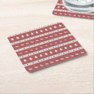 Lelijke Kerst Chic Red Paper Vierkante Kartonnen Onderzetter