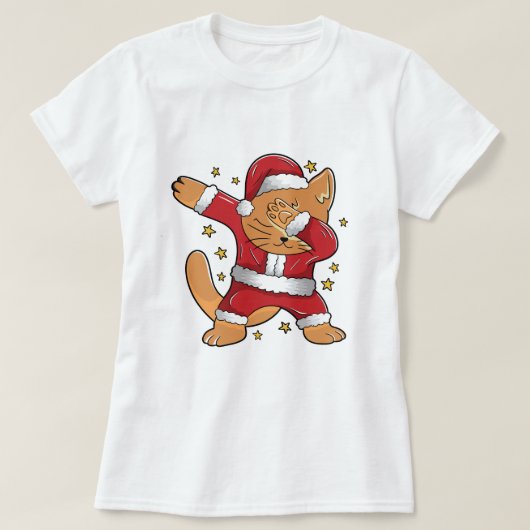 LELIJKE KERST Grappig Dabbing Dab Cat Santa T-shirt (Design voorkant)