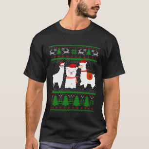 Lelijke kerst Llama Santa Hat Lights Xmas Llama T-shirt
