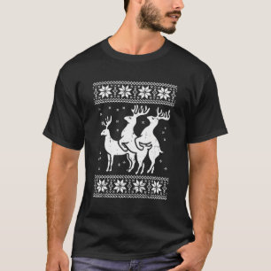 Lelijke kerst rendier triootje grappig volwassen g t-shirt