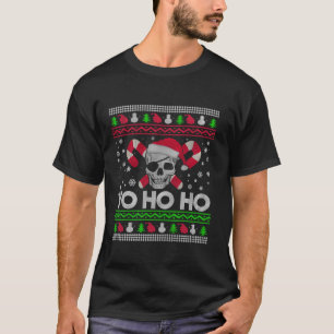 Lelijke kerst Santa Pirate Yo Ho Ho Lange Mouw T T-shirt