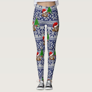 lelijke kerst trui poop emoji leggings
