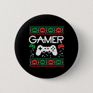 Lelijke kerst trui retro videospel Xmas Boys Ronde Button 5,7 Cm