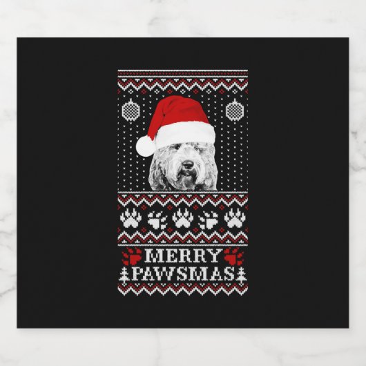 Lelijke kerst trui voor Labradoodle liefhebber Sparkling Wijnetiket (Enkel label)