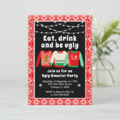 Lelijke kerst truien feestdag rood kaart (Staand voorkant)