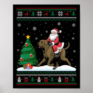Lelijke kerstboom licht kerstman rijden Afado Poster