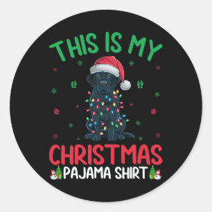 Lelijke kerstboom licht Santa Black Labrador Dog C Ronde Sticker