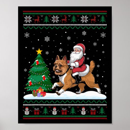 Lelijke kerstboom licht Santa Riding Brussels G Poster (Voorkant)