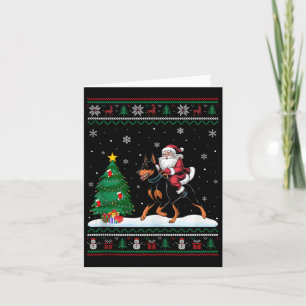 Lelijke kerstboom licht Santa Riding Doberman Pi Kaart