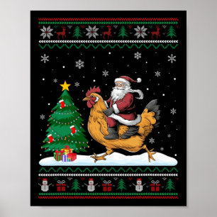 Lelijke Kerstboom Lights Kerstmis Santa Riding Chi Poster