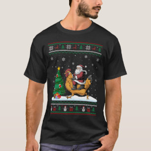Lelijke Kerstboom Lights Kerstmis Santa Riding Chi T-shirt