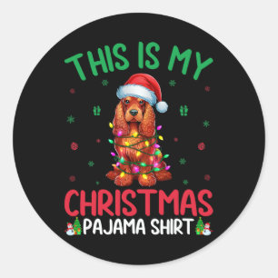 Lelijke Kerstboom Lights Santa Er Spaniel Hond Ker Ronde Sticker