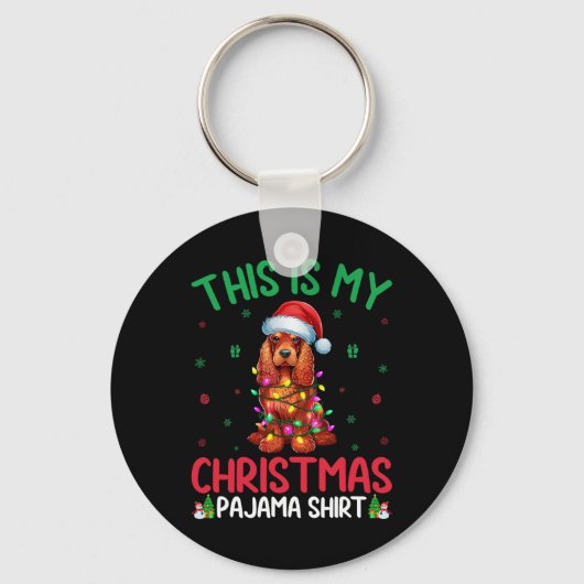 Lelijke Kerstboom Lights Santa Er Spaniel Hond Ker Sleutelhanger (Voorkant)