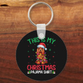 Lelijke Kerstboom Lights Santa Er Spaniel Hond Ker Sleutelhanger (Voorkant)