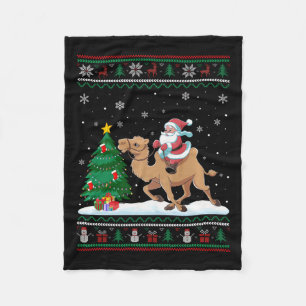 Lelijke Kerstboom Lights Xmas Santa Riding Camel Fleece Deken