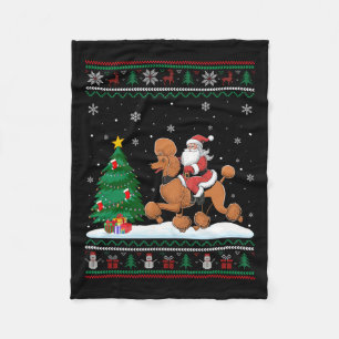 Lelijke Kerstboom Lights Xmas Santa Riding Poedel Fleece Deken
