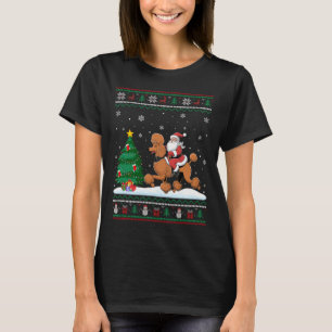 Lelijke Kerstboom Lights Xmas Santa Riding Poedel T-shirt