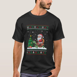 Lelijke Kerstboom Lights Xmas Santa Riding Turtl T-shirt