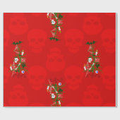 Lelijke kerstboom schedel spookachtig cadeaupapier (Vlak)