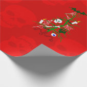 Lelijke kerstboom schedel spookachtig cadeaupapier (Hoek)