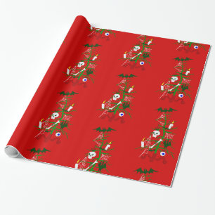 lelijke kerstboom schedelvleermuis cadeaupapier