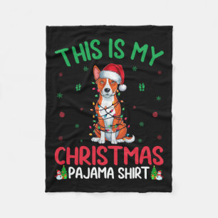 Lelijke kerstboom verlicht Santa Basenji Dog Chris Fleece Deken