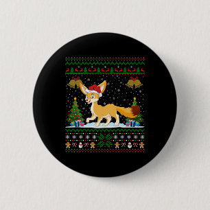 Lelijke kerstboom Verlicht Santa Hat Fennec Fox Ke Ronde Button 5,7 Cm