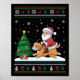 Lelijke kerstboomverlichting Kerstman rijden Malti Poster