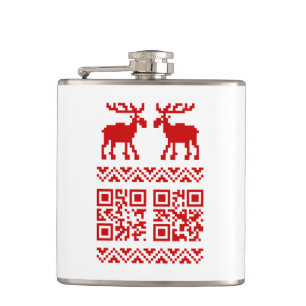 Lelijke kerstkeuken QR Code Happy Nieuwjaar! Heupfles