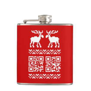 Lelijke kerstkeuken QR Code Happy Nieuwjaar! Heupfles
