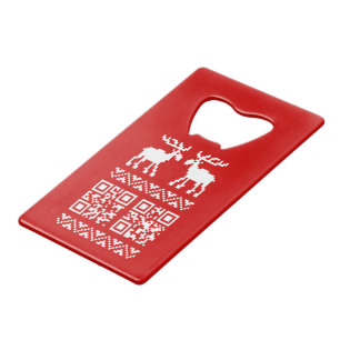Lelijke kerstkeuken QR Code Happy Nieuwjaar! Kredietkaart Flessenopener