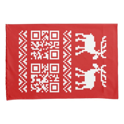 Lelijke kerstkeuken QR Code Happy Nieuwjaar! Kussensloop (Voorkant-Rechts)
