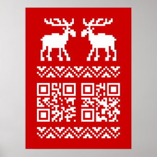 Lelijke kerstkeuken QR Code Happy Nieuwjaar! Poster