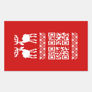 Lelijke kerstkeuken QR Code Happy Nieuwjaar! Rechthoekige Sticker