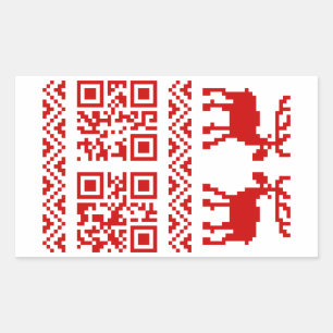 Lelijke kerstkeuken QR Code Happy Nieuwjaar! Rechthoekige Sticker