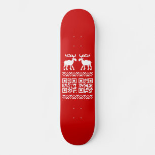 Lelijke kerstkeuken QR Code Happy Nieuwjaar! Skateboard