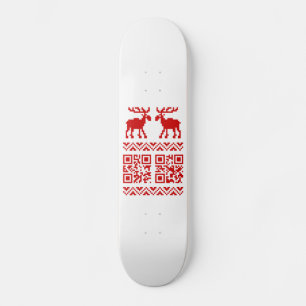 Lelijke kerstkeuken QR Code Happy Nieuwjaar! Skateboard