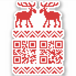 Lelijke kerstkeuken QR Code Happy Nieuwjaar! Sticker