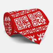Lelijke kerstkeuken QR Code Happy Nieuwjaar! Stropdas (Opgerold)