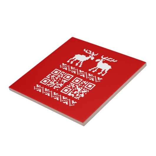 Lelijke kerstkeuken QR Code Happy Nieuwjaar! Tegeltje (Zijkant)