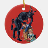 lelijke kerstkrampus antiek red keramisch ornament (Voorkant)