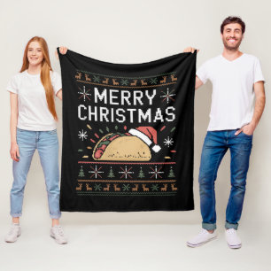 Lelijke Kerstmuts Lichtjes Kerstman Taco Kerstmis Fleece Deken